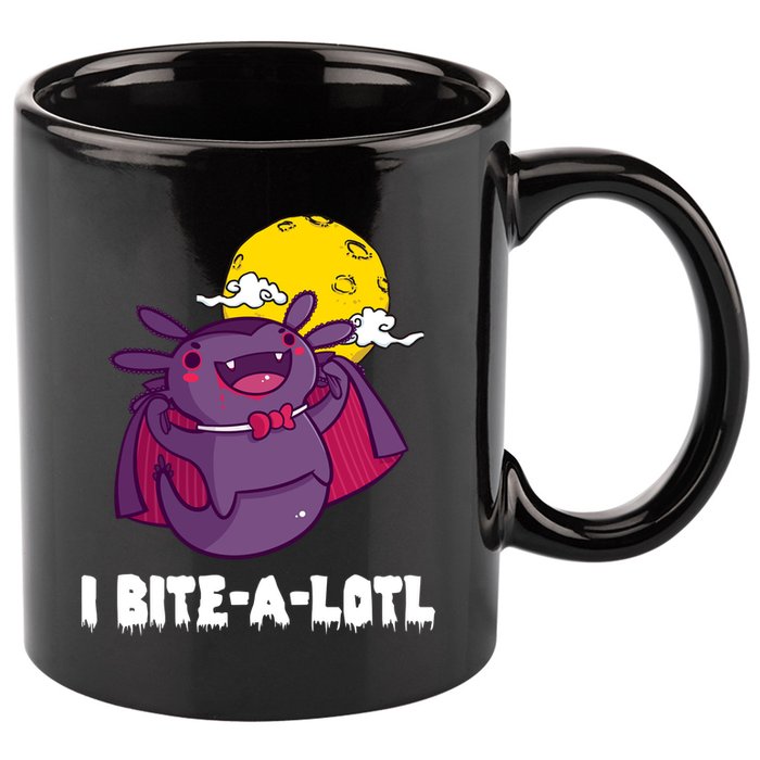 I Bite A Lot Axolotl Funny Halloween Vampire 11oz C Handle Ceramic Mug