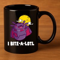 I Bite A Lot Axolotl Funny Halloween Vampire 11oz C Handle Ceramic Mug