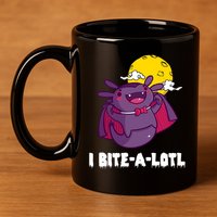 I Bite A Lot Axolotl Funny Halloween Vampire 11oz C Handle Ceramic Mug