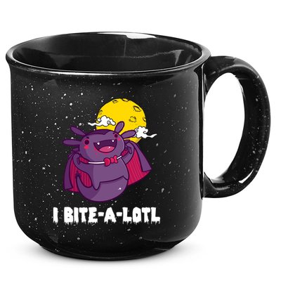 I Bite A Lot Axolotl Funny Halloween Vampire 15oz Campfire Ceramic Mug