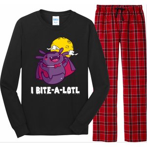 I Bite A Lot Axolotl Funny Halloween Vampire Long Sleeve Pajama Set