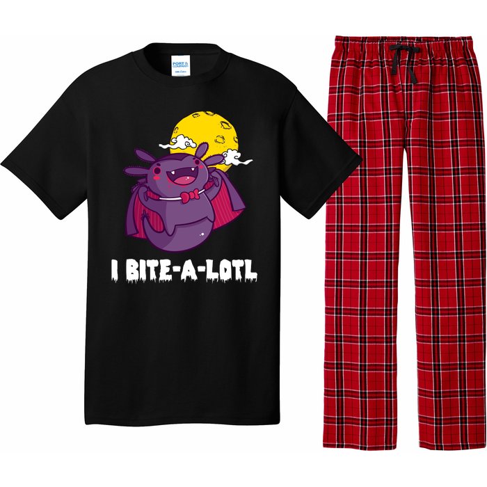 I Bite A Lot Axolotl Funny Halloween Vampire Pajama Set