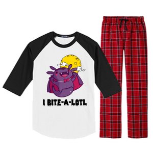 I Bite A Lot Axolotl Funny Halloween Vampire Raglan Sleeve Pajama Set