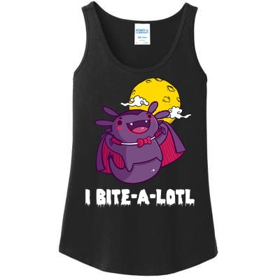 I Bite A Lot Axolotl Funny Halloween Vampire Ladies Essential Tank