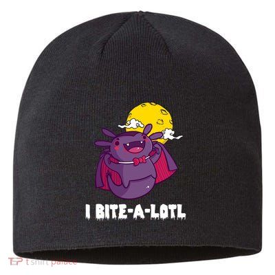 I Bite A Lot Axolotl Funny Halloween Vampire Sustainable Beanie