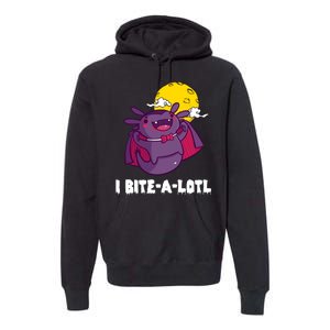 I Bite A Lot Axolotl Funny Halloween Vampire Premium Hoodie