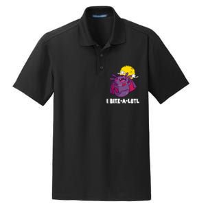 I Bite A Lot Axolotl Funny Halloween Vampire Dry Zone Grid Polo