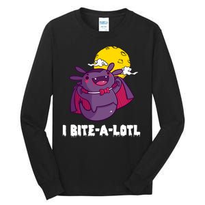 I Bite A Lot Axolotl Funny Halloween Vampire Tall Long Sleeve T-Shirt