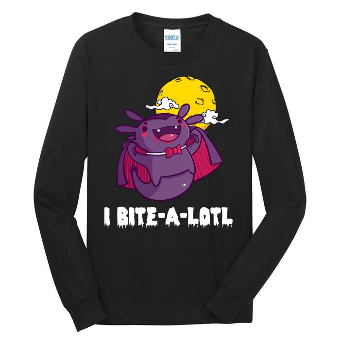 I Bite A Lot Axolotl Funny Halloween Vampire Tall Long Sleeve T-Shirt