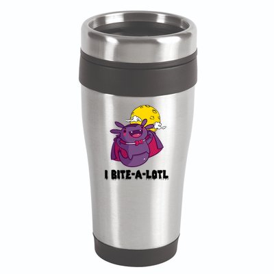 I Bite A Lot Axolotl Funny Halloween Vampire 16oz Travel Tumbler
