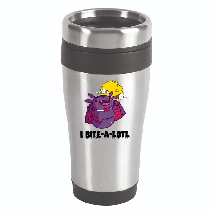 I Bite A Lot Axolotl Funny Halloween Vampire 16oz Travel Tumbler