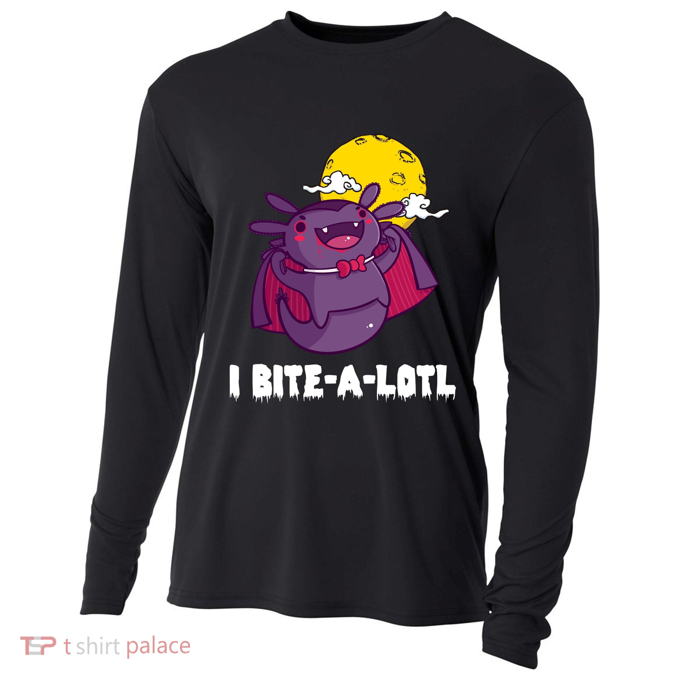 I Bite A Lot Axolotl Funny Halloween Vampire Cooling Performance Long Sleeve Crew