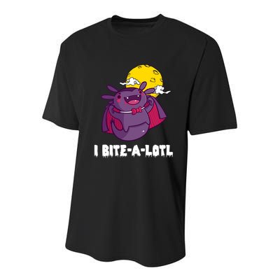 I Bite A Lot Axolotl Funny Halloween Vampire Youth Performance Sprint T-Shirt