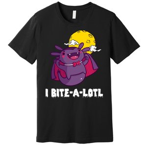 I Bite A Lot Axolotl Funny Halloween Vampire Premium T-Shirt