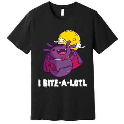 I Bite A Lot Axolotl Funny Halloween Vampire Premium T-Shirt