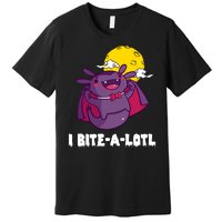 I Bite A Lot Axolotl Funny Halloween Vampire Premium T-Shirt