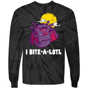 I Bite A Lot Axolotl Funny Halloween Vampire Tie-Dye Long Sleeve Shirt