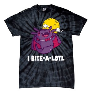 I Bite A Lot Axolotl Funny Halloween Vampire Tie-Dye T-Shirt