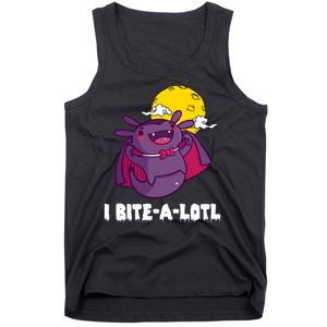 I Bite A Lot Axolotl Funny Halloween Vampire Tank Top