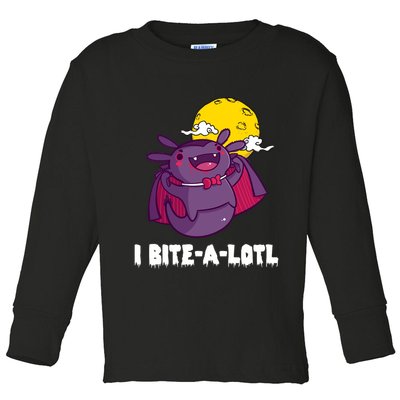 I Bite A Lot Axolotl Funny Halloween Vampire Toddler Long Sleeve Shirt