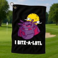 I Bite A Lot Axolotl Funny Halloween Vampire Golf Towel