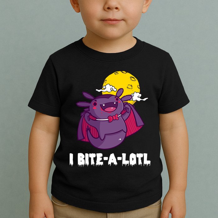 I Bite A Lot Axolotl Funny Halloween Vampire Toddler T-Shirt