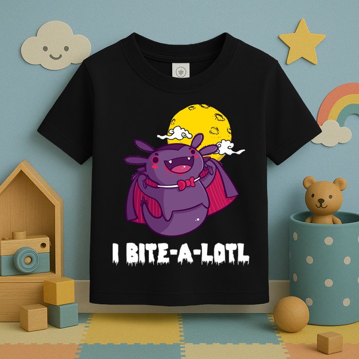I Bite A Lot Axolotl Funny Halloween Vampire Toddler T-Shirt