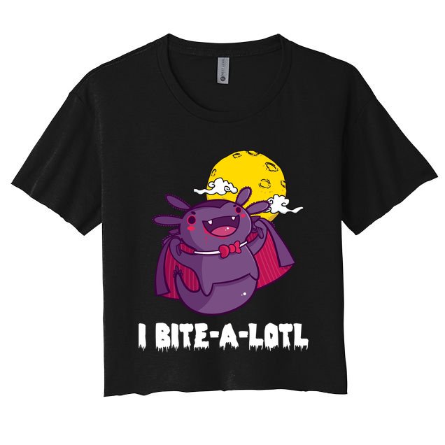 I Bite A Lot Axolotl Funny Halloween Vampire Crop Top