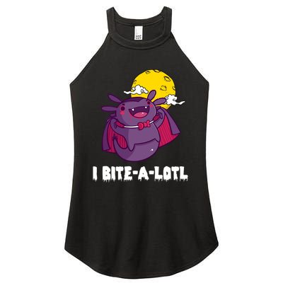 I Bite A Lot Axolotl Funny Halloween Vampire Women's Perfect Tri Rocker Tank