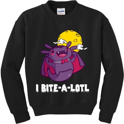 I Bite A Lot Axolotl Funny Halloween Vampire Kids Sweatshirt