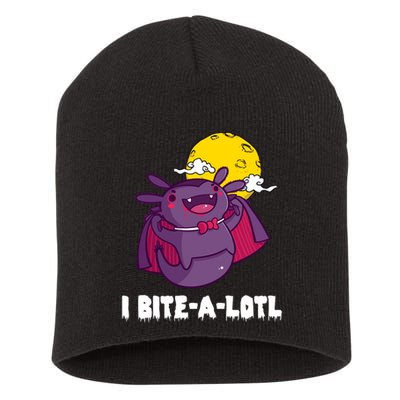 I Bite A Lot Axolotl Funny Halloween Vampire Short Acrylic Beanie
