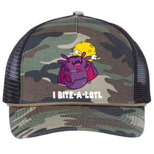 I Bite A Lot Axolotl Funny Halloween Vampire Retro Rope Trucker Hat Cap