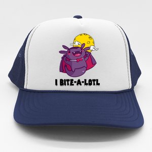 I Bite A Lot Axolotl Funny Halloween Vampire Trucker Hat