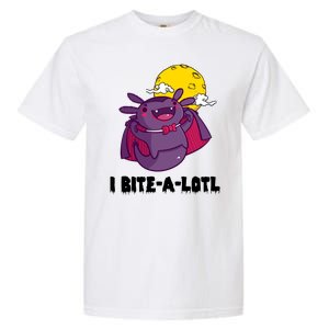 I Bite A Lot Axolotl Funny Halloween Vampire Garment-Dyed Heavyweight T-Shirt