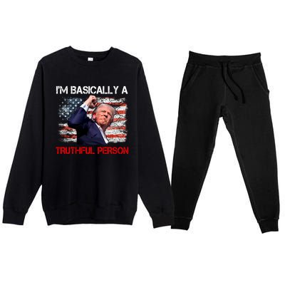 IM Basically A Truthful Person Premium Crewneck Sweatsuit Set