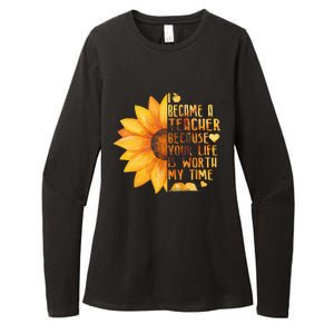 I Became A Teacher Sunflower Teaching School Womens CVC Long Sleeve Shirt