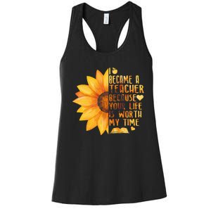 I Became A Teacher Sunflower Teaching School Women's Racerback Tank