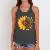 I Became A Teacher Sunflower Teaching School Women's Knotted Racerback Tank