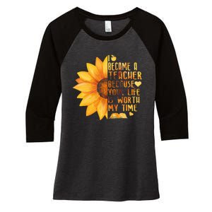 I Became A Teacher Sunflower Teaching School Women's Tri-Blend 3/4-Sleeve Raglan Shirt