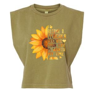 I Became A Teacher Sunflower Teaching School Garment-Dyed Women's Muscle Tee