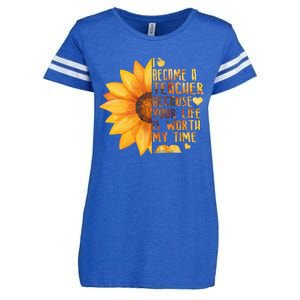 I Became A Teacher Sunflower Teaching School Enza Ladies Jersey Football T-Shirt