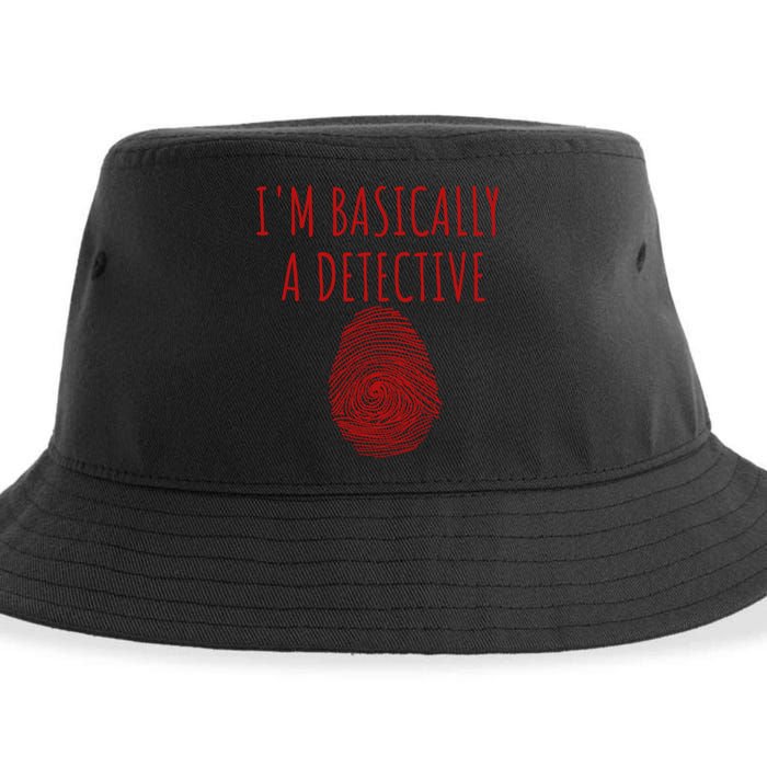 I'm Basically A Detective True Crime Fan Fingerprint Gift Sustainable Bucket Hat