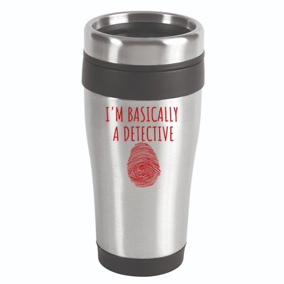 I'm Basically A Detective True Crime Fan Fingerprint Gift 16oz Travel Tumbler