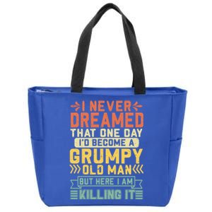 ID Become A Grumpy Old Fathers Day For Dad Grandpa Gift Zip Tote Bag