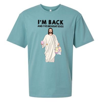 IM Back And IVe Brought Eggs Jesus Easter Sueded Cloud Jersey T-Shirt