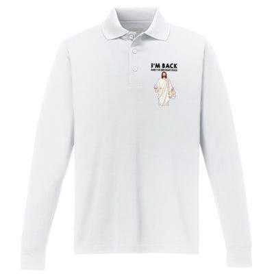 IM Back And IVe Brought Eggs Jesus Easter Performance Long Sleeve Polo