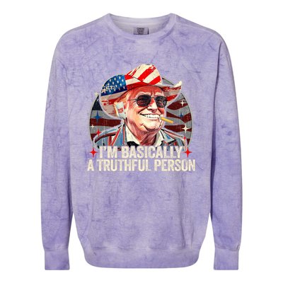 IM Basically A Truthful Person Trump Says Election Quotes Colorblast Crewneck Sweatshirt