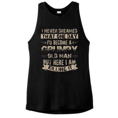 ID Become A Grumpy Old Man Grumpy Ladies PosiCharge Tri-Blend Wicking Tank