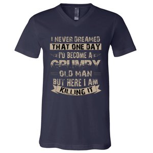 ID Become A Grumpy Old Man Grumpy V-Neck T-Shirt