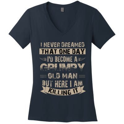 ID Become A Grumpy Old Man Grumpy Women's V-Neck T-Shirt